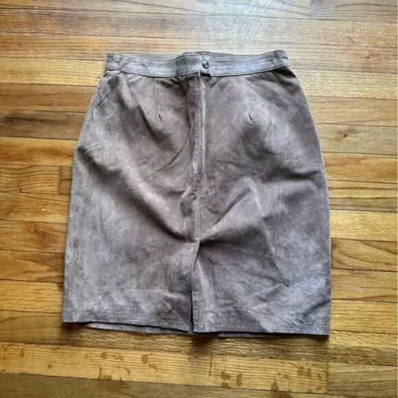 Global Identity Tan Leather Skirt – Women’s 12 – Classic Chic - Picture 7 of 8